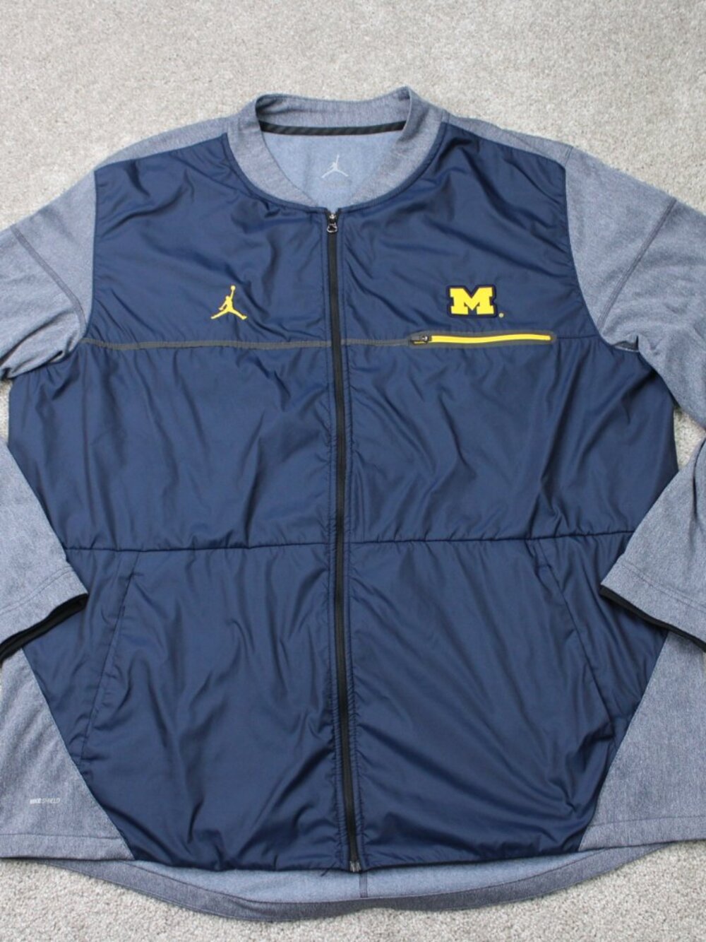 Jordan Michigan Wolverines Jacket Mens 2XL XXL Blue Nike Shield Full Zip Shacket